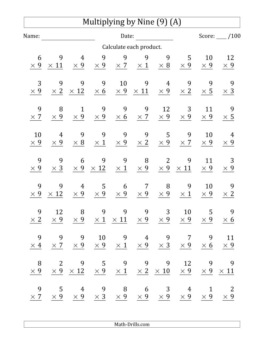 Multiplication Worksheets 9X PrintableMultiplication