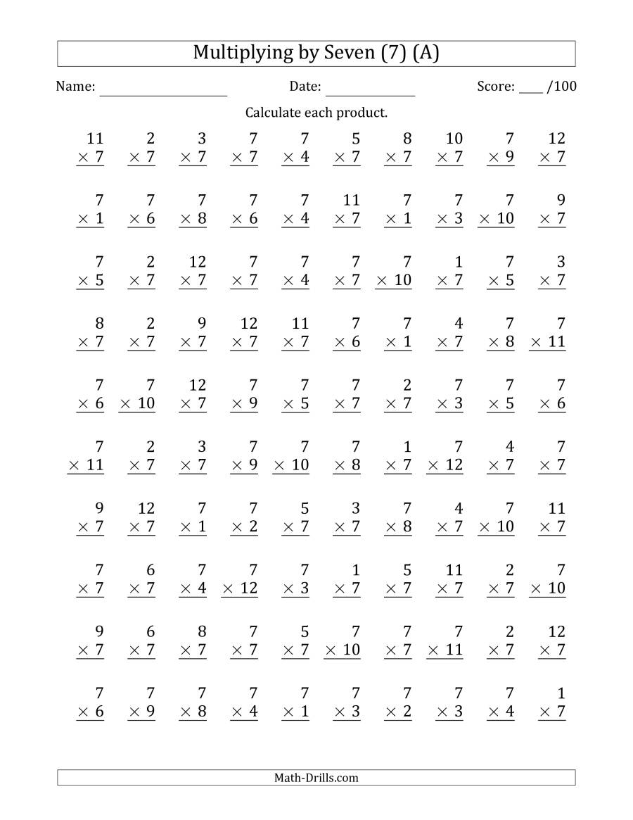 7 s Multiplication Worksheets PrintableMultiplication