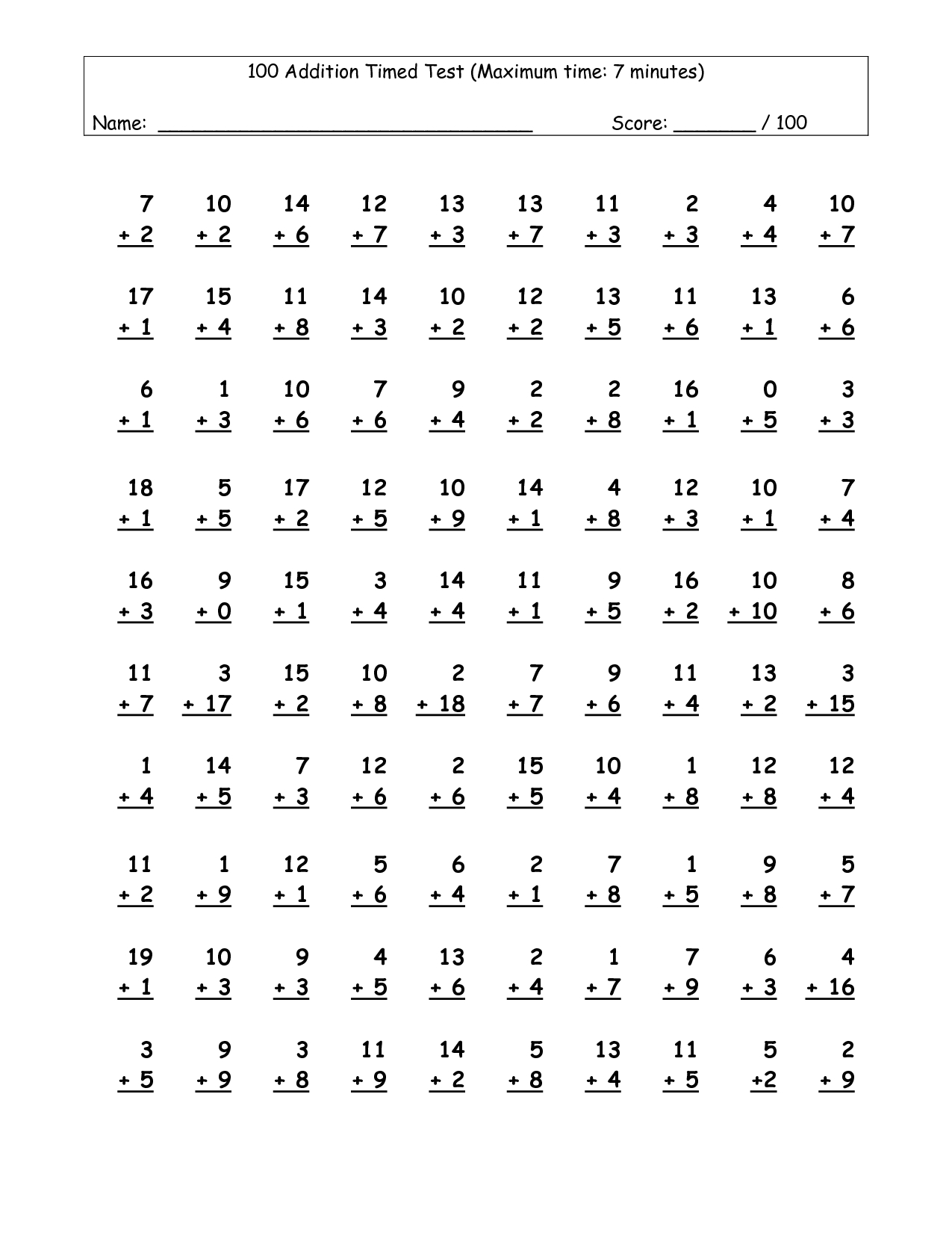 Printable Multiplication Speed Drills PrintableMultiplication