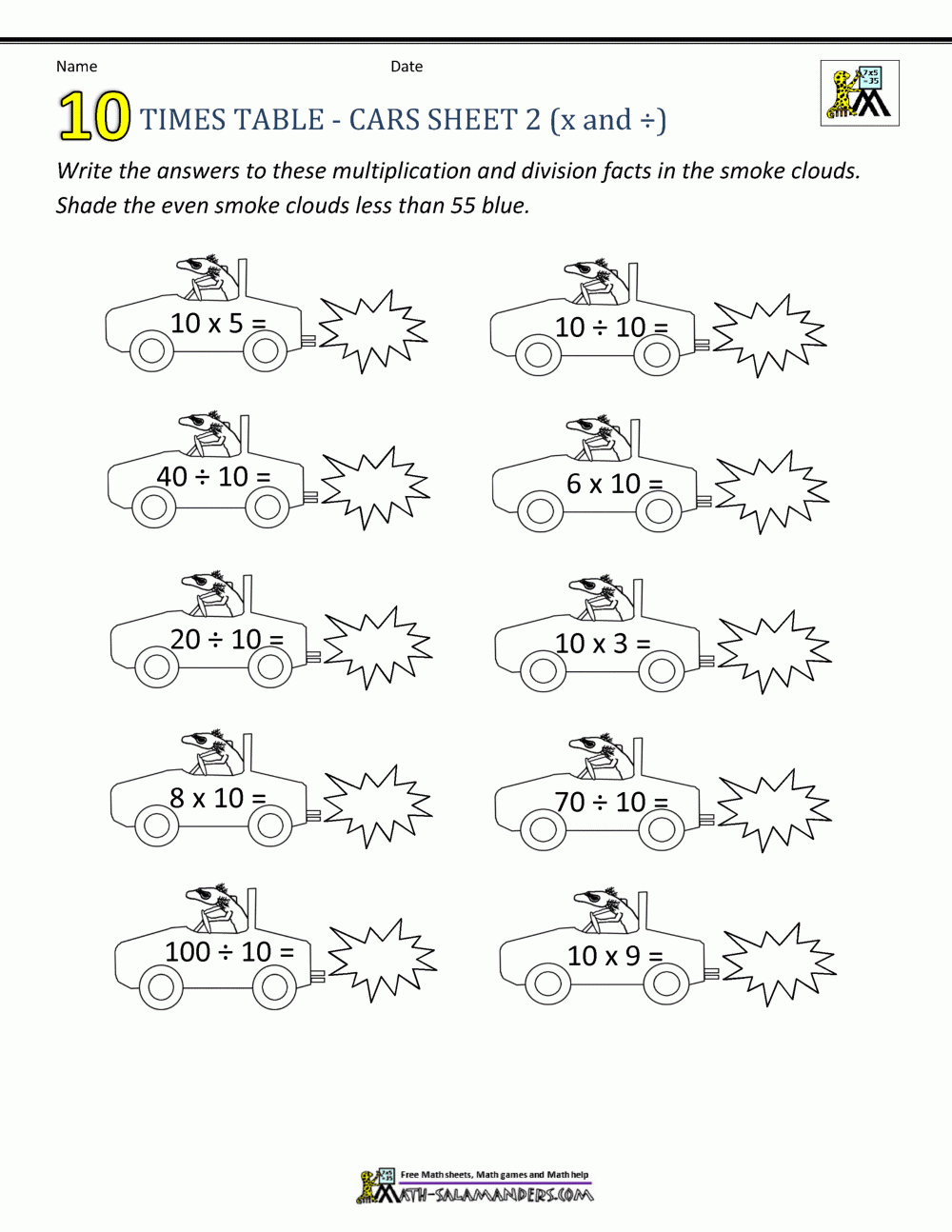 Practice Times Tables Worksheets - 10 Times Table regarding Multiplication Worksheets Key Stage 1