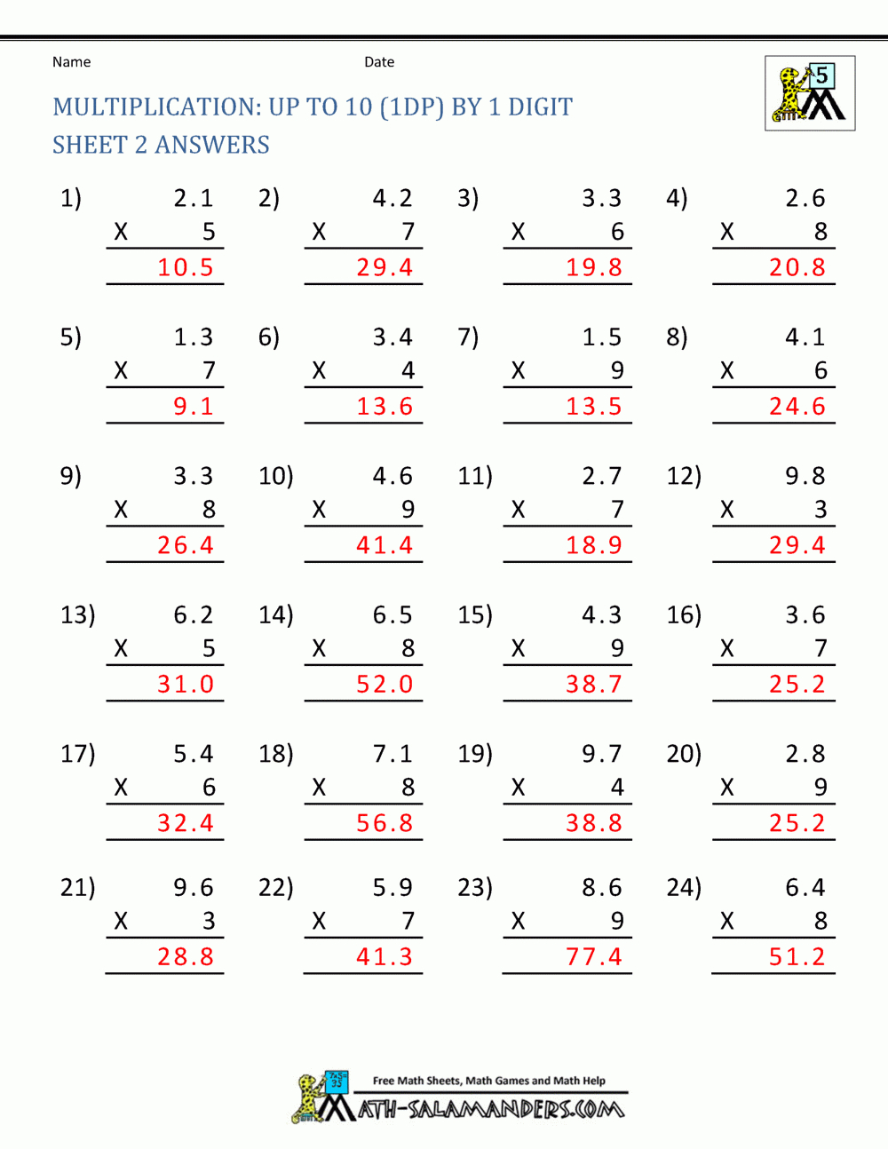 Printable Multiplication Sheets 5Th Grade throughout Multiplication Worksheets 4 Digits By 2