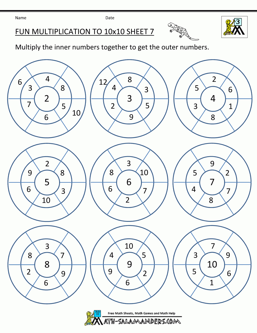 Printable Multiplication Matching Game PrintableMultiplication