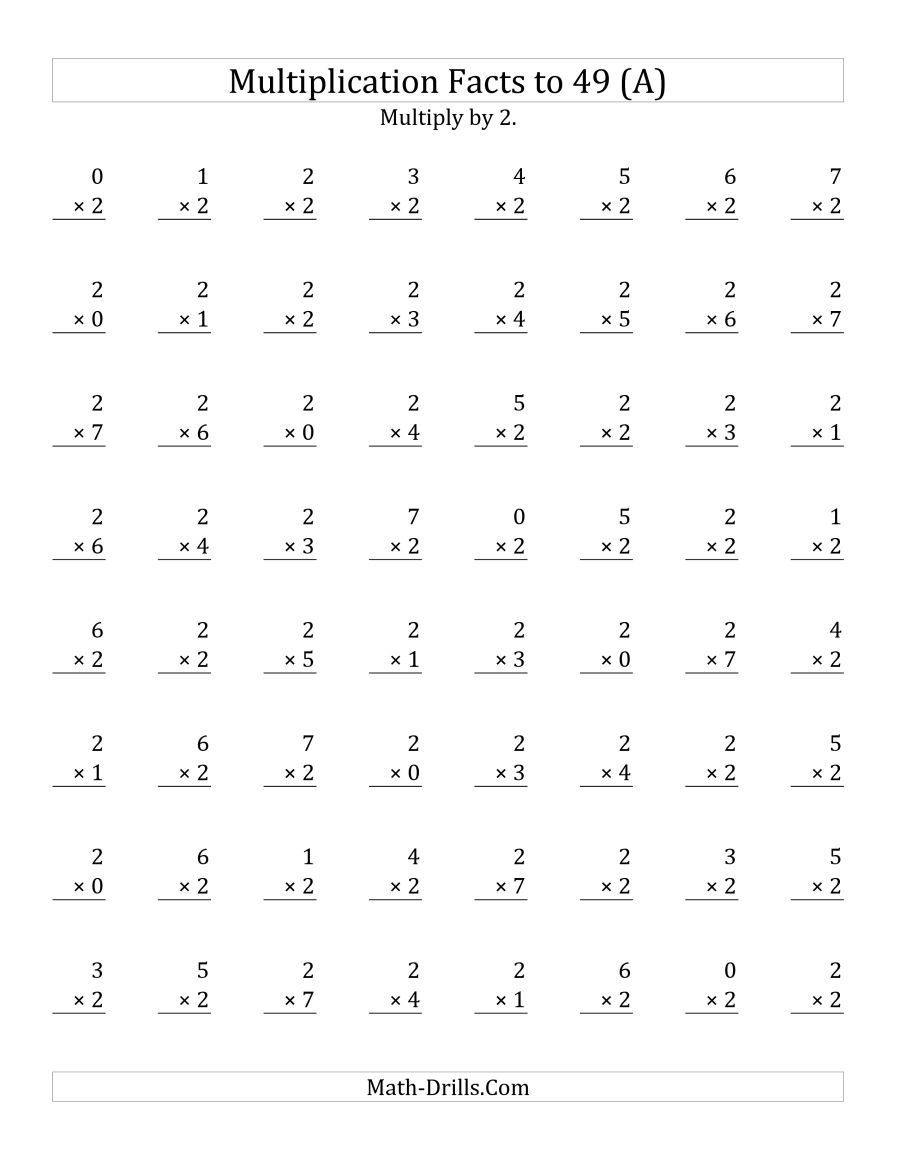 Multiplication 2s Worksheet Bats