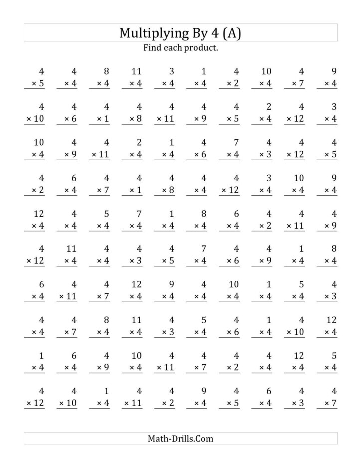 the multiplying 1 to 124 a math worksheet from the in