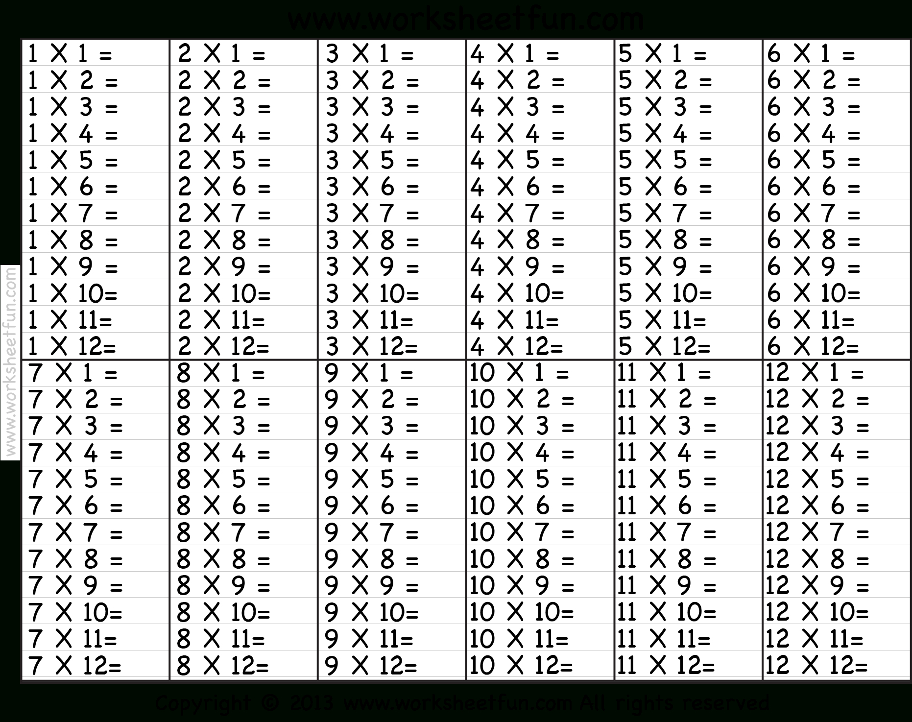 Printable Multiplication Table Quiz PrintableMultiplication