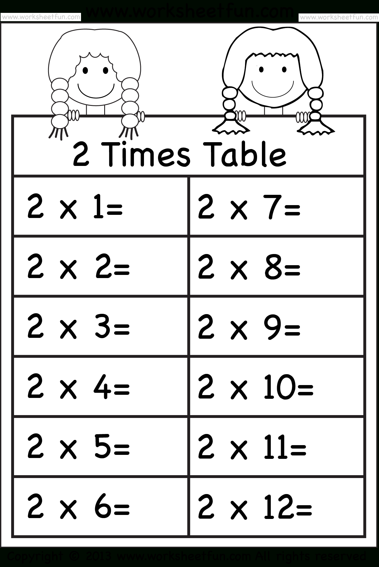 Times Tables Worksheets – 2, 3, 4, 5, 6, 7, 8, 9, 10, 11 And within Printable Multiplication Table 3