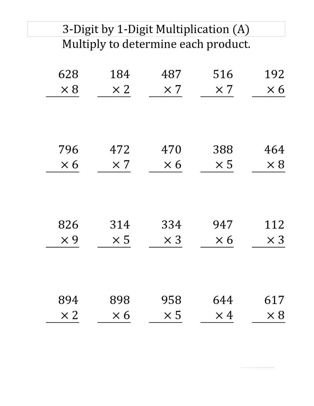 Printable Multiplication 4Th Grade PrintableMultiplication