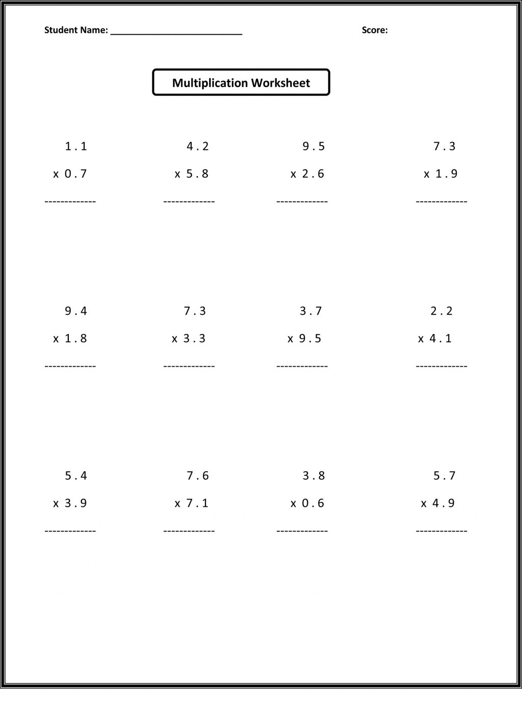 Printable Multiplication Worksheets 6Th Grade PrintableMultiplication