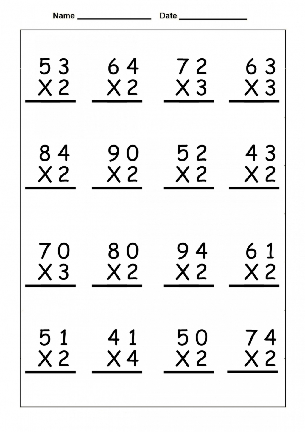 Printable Multiplication 4Th Grade Printable Multiplication Flash Cards
