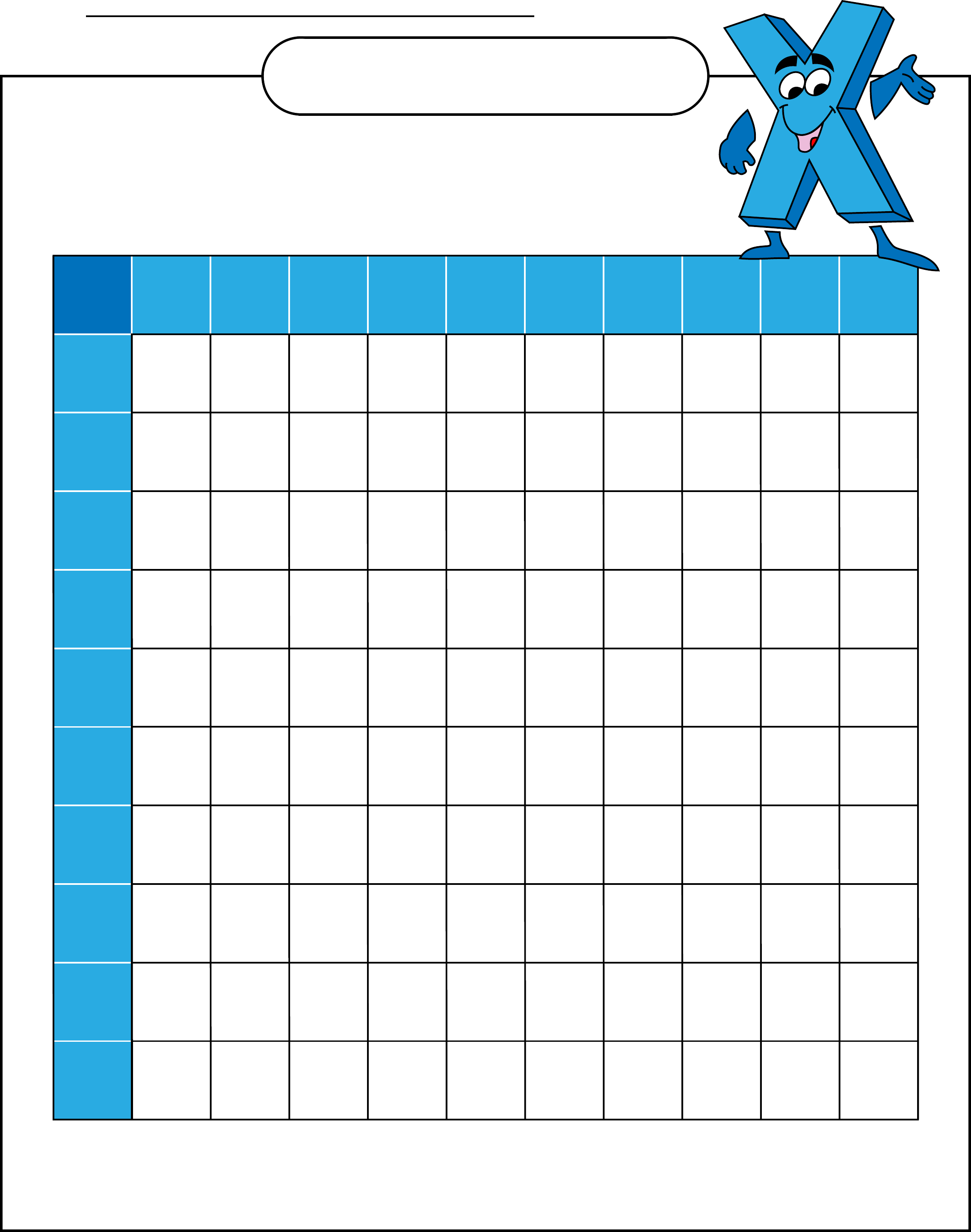 Multiplication Chart Blank PrintableMultiplication