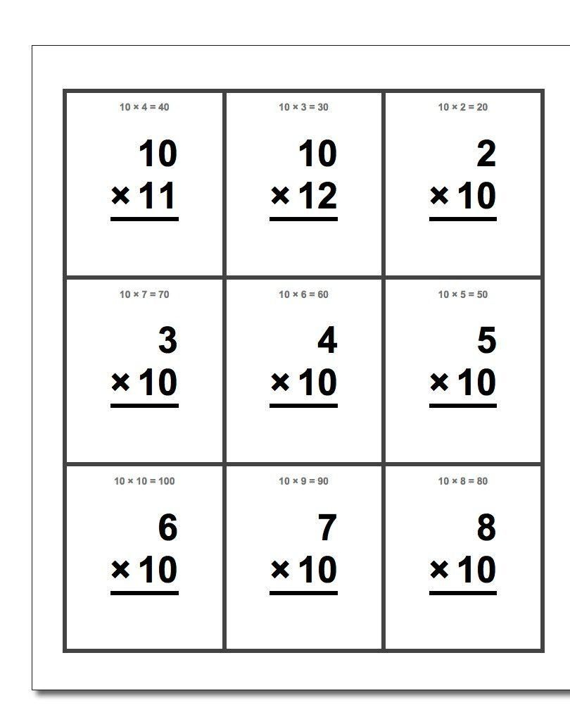 42 Printable Math Flash Cards Multiplication In 2020 | Math