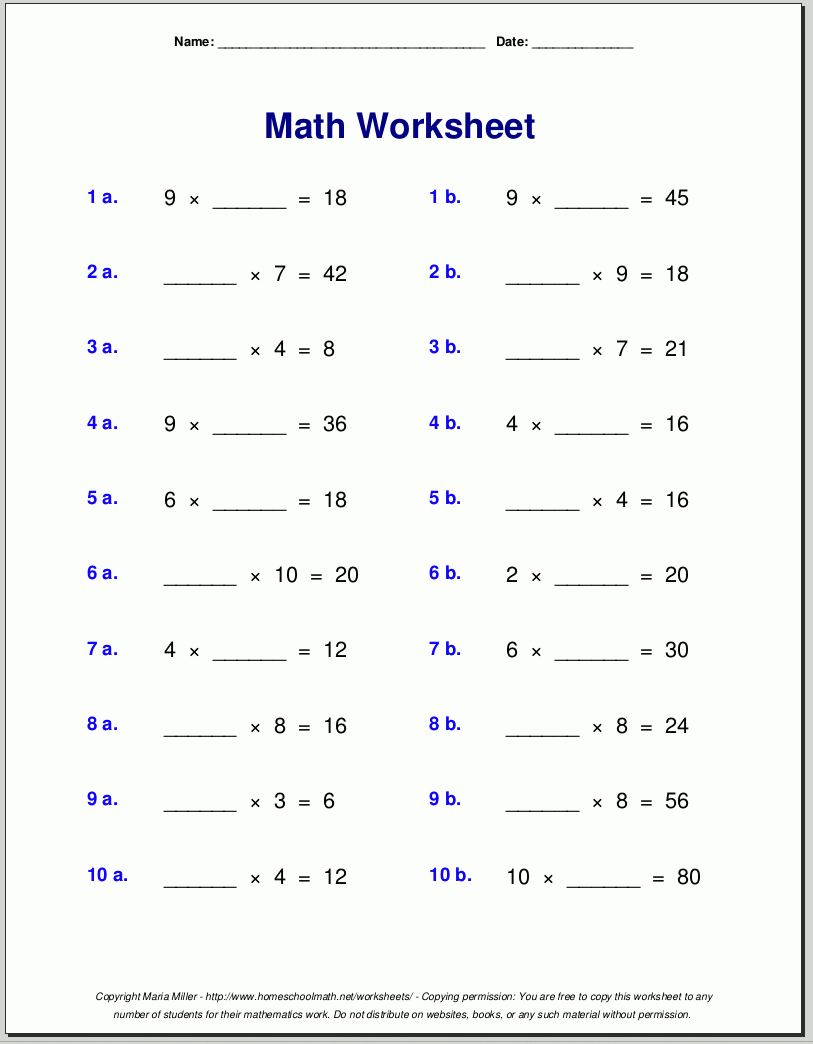 Grade 4 Multiplication Worksheets