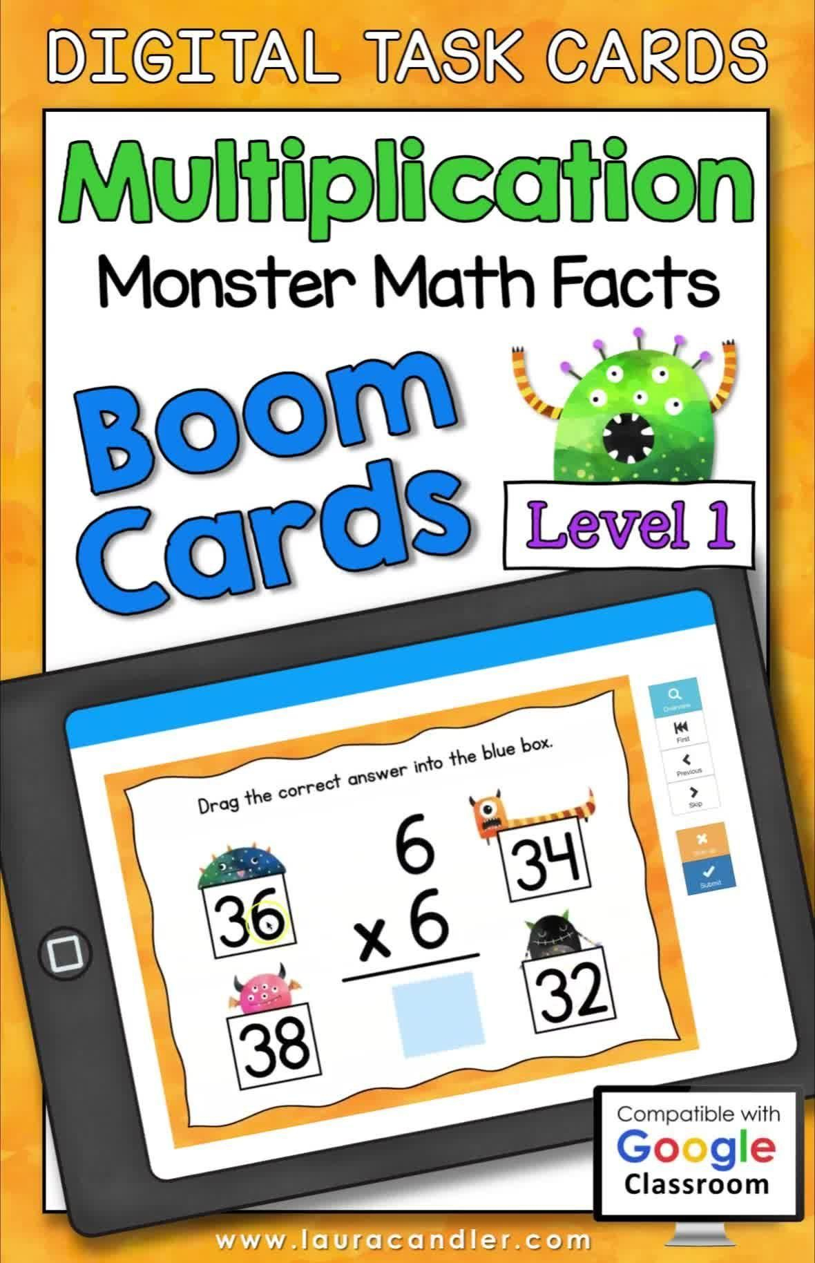 Multiplication Math Facts Level 1 Boom Cards - Digital Task Cards [Video]  [Video] In 2020 | Math Facts, Digital Task Cards, Task Cards