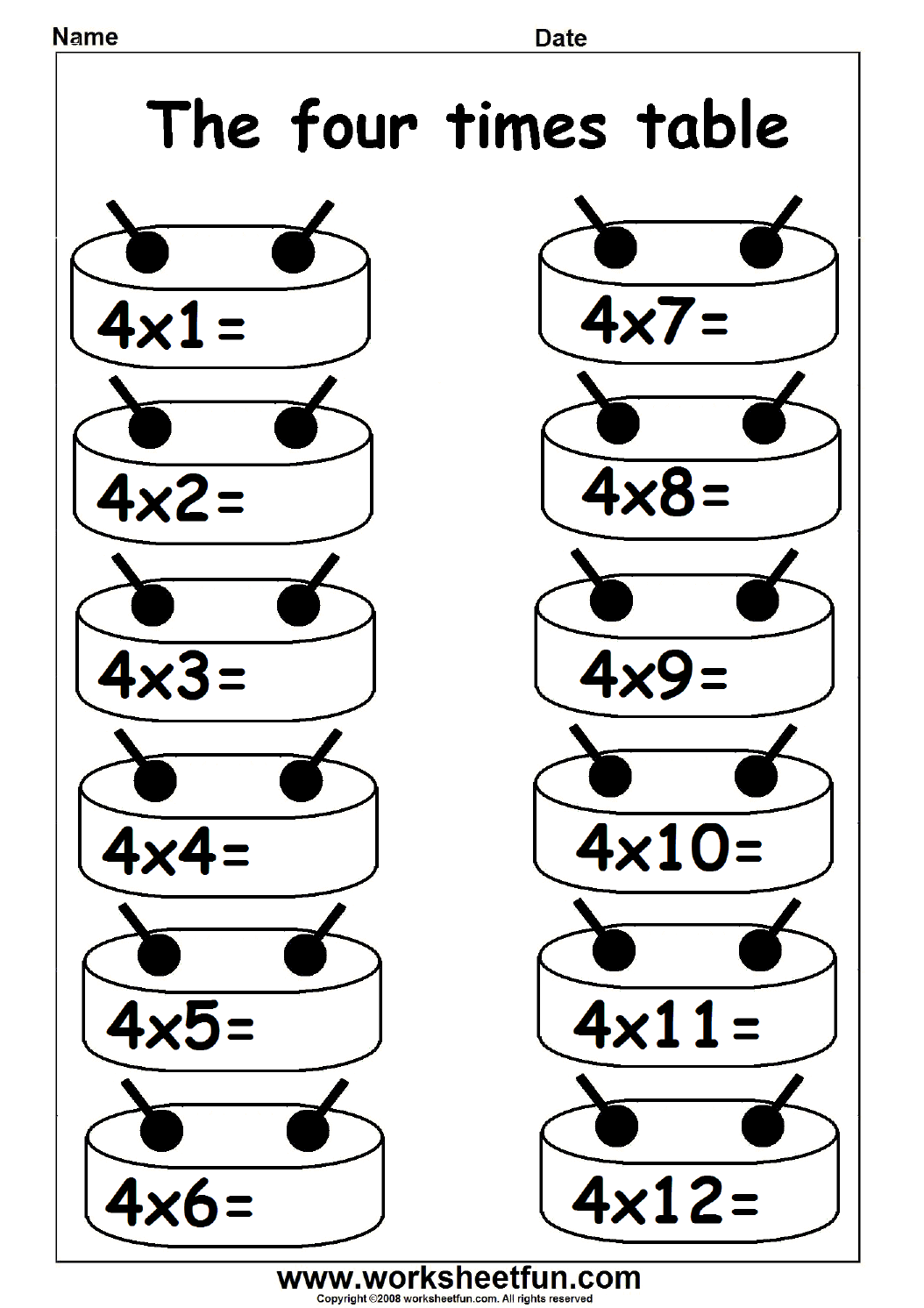 Multiplication Times Table Practice - 2-12 Times Table