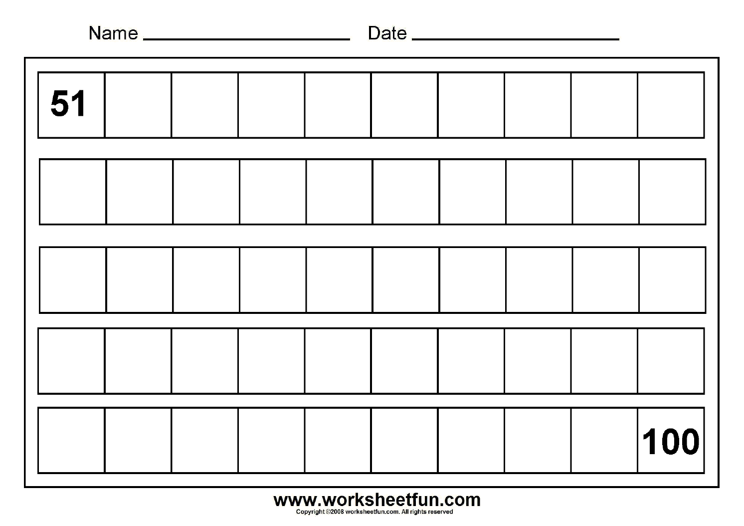 Numbers 50 100 Worksheets | Printable Worksheets And