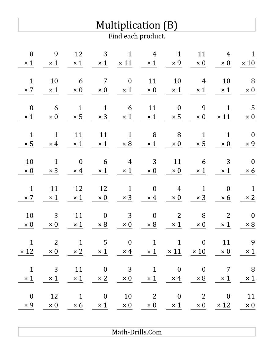  Multiplication Worksheets Table 0 1 2 Printable Multiplication Flash 