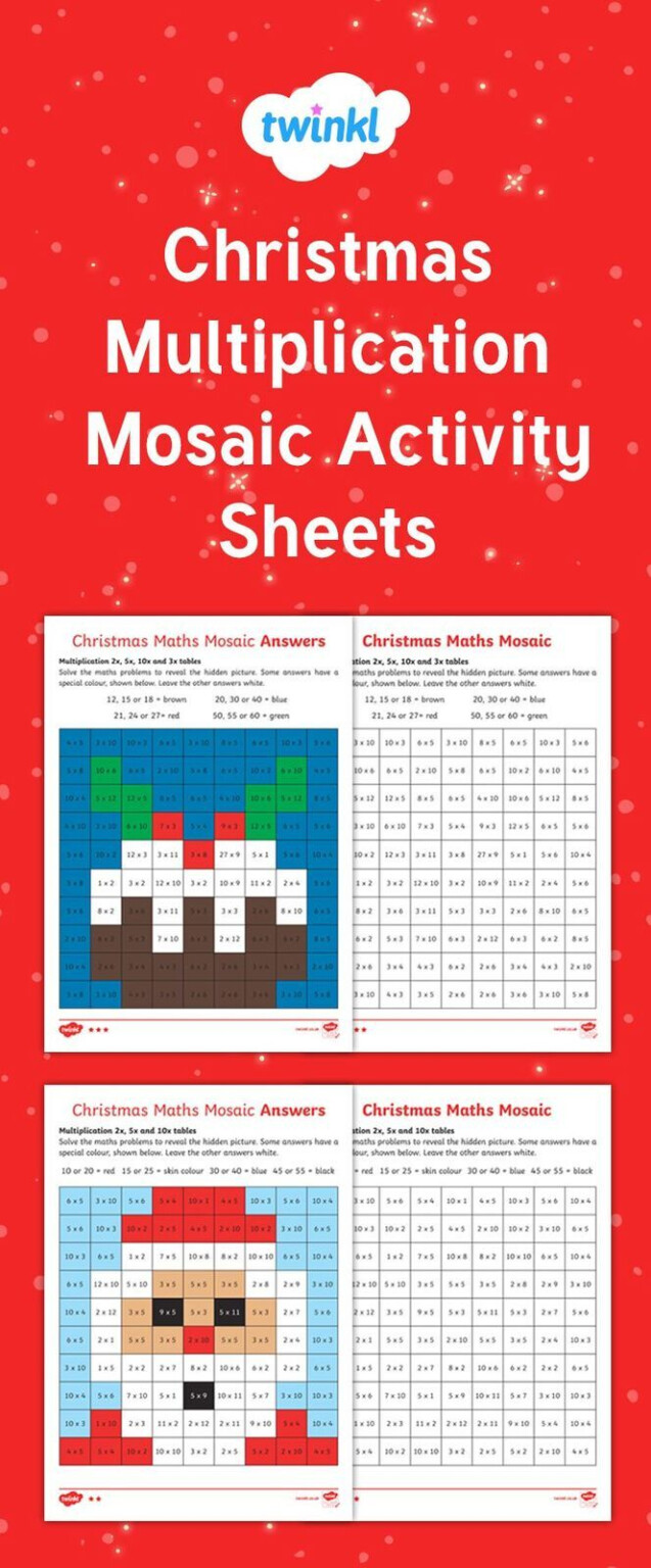 Christmas Multiplication Mosaic Activity Sheets Solve The PrintableMultiplication