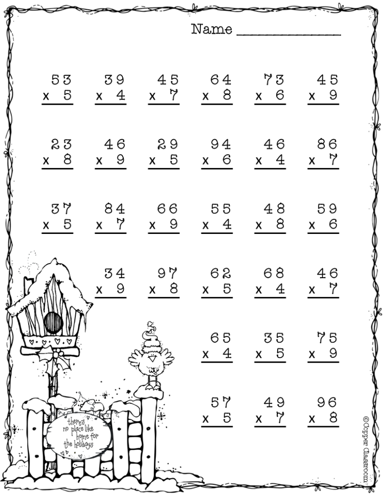  Double Digit Multiplication With Regrouping Two Digit PrintableMultiplication