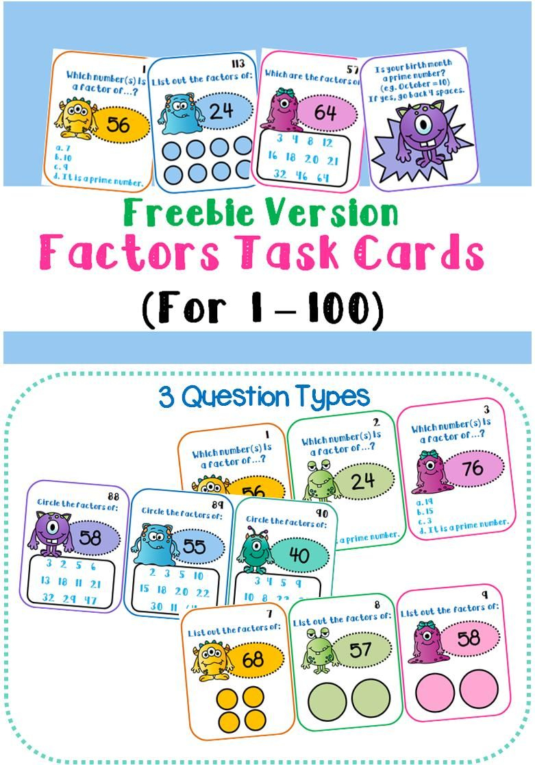 Free Monster-Themed Factor Task Cards! Find The Missing