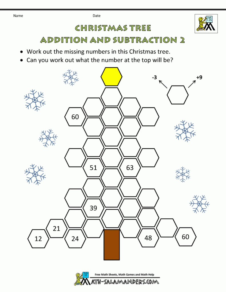 free christmas math worksheets 7th grade