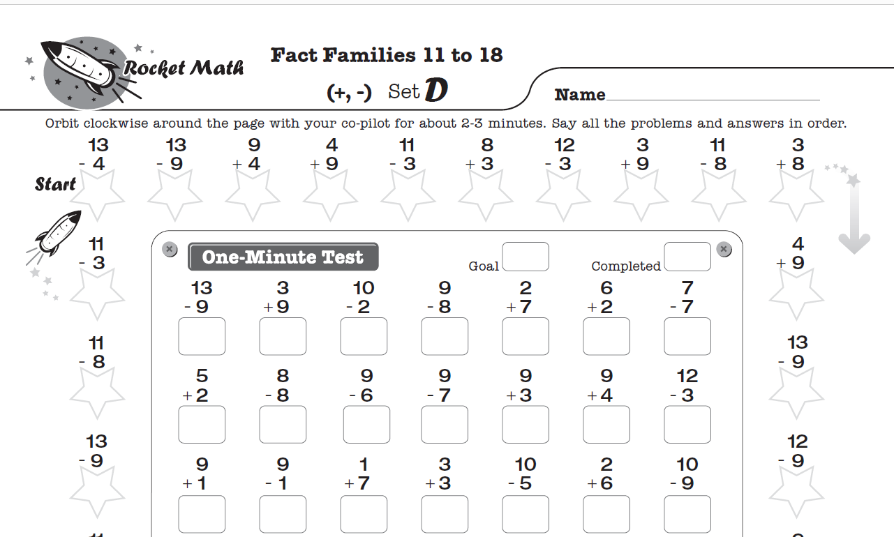 Math Fact Fluency Tools - Rocket Math