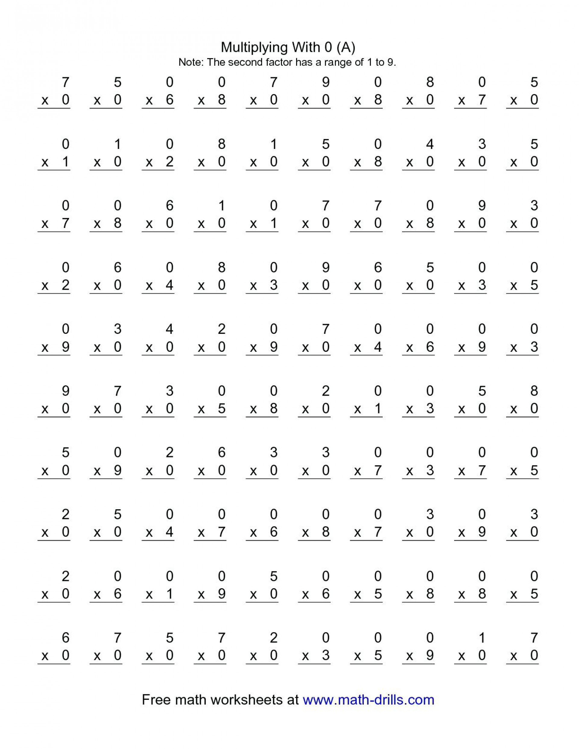 Multiplying Digitnumbers Single Math Worksheets Free