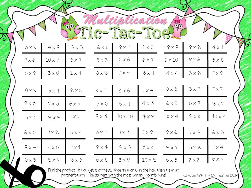 Classroom Freebies Too Tic Tac Toe Multiplication Fun